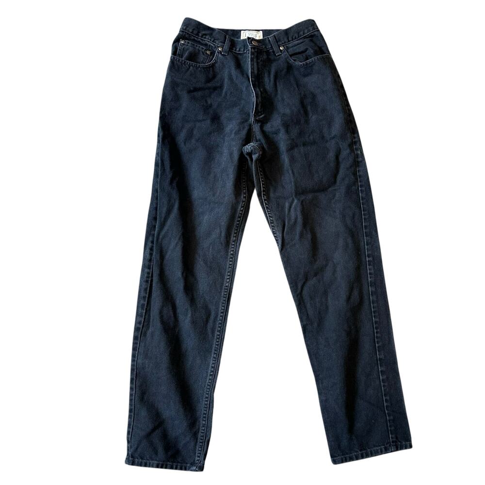 LL Bean Jeans Black Denim Relaxed Fit Womens 8 Tall 28x32